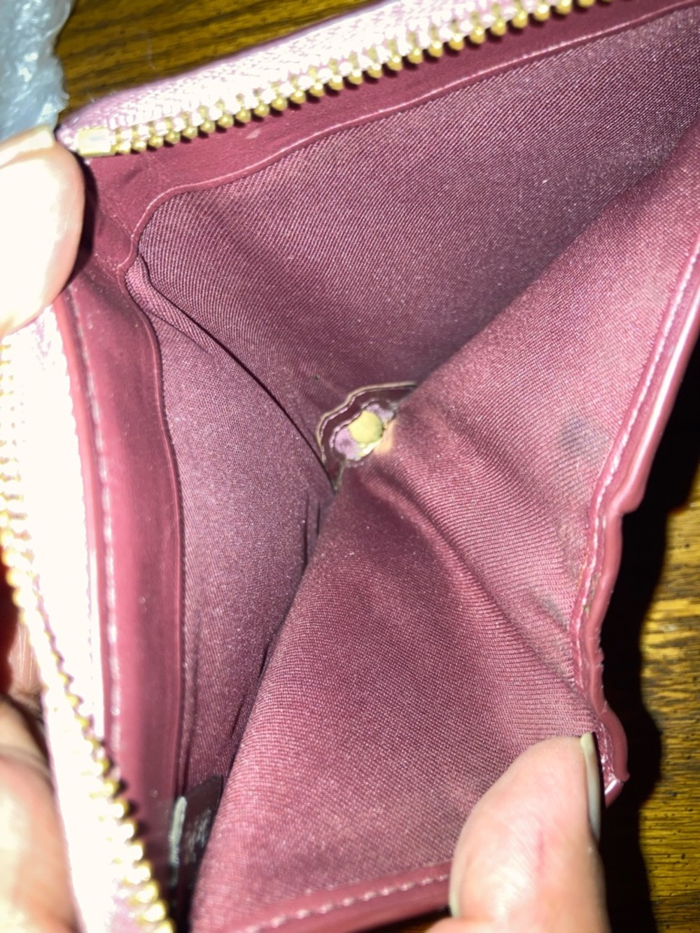 Coach Pebbled Leather Compact Zip Around Wallet with Gold Stud Accents Pink - Picture 8 of 9